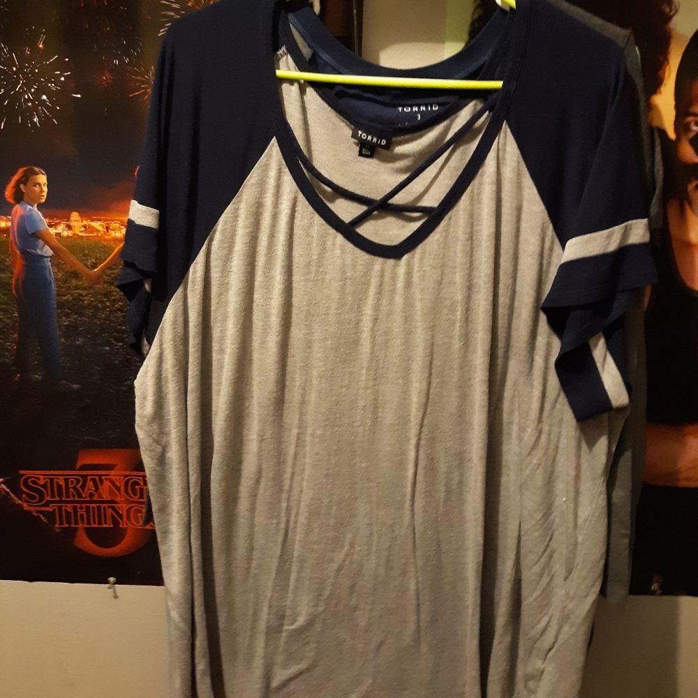 Torrid Navy & Grey top